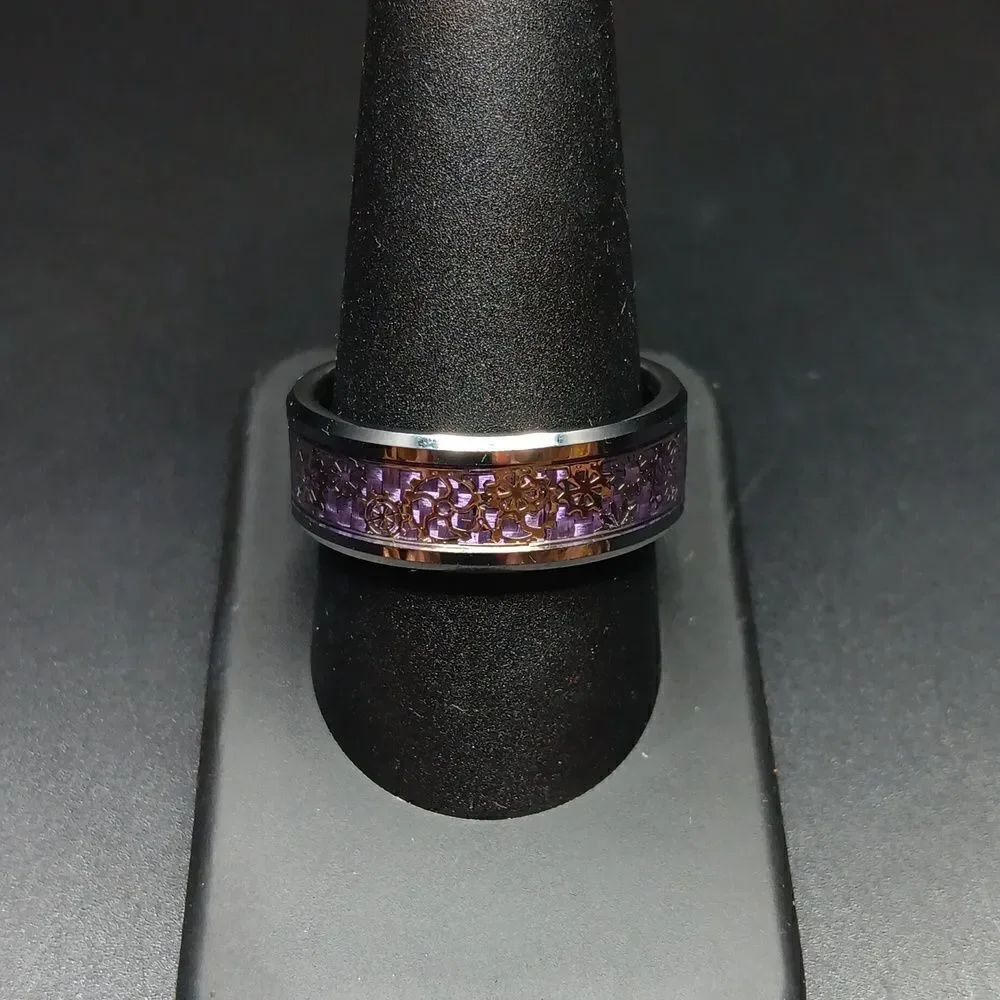 ITungsten Purple & Silver Size 10‎ Men's Ring New